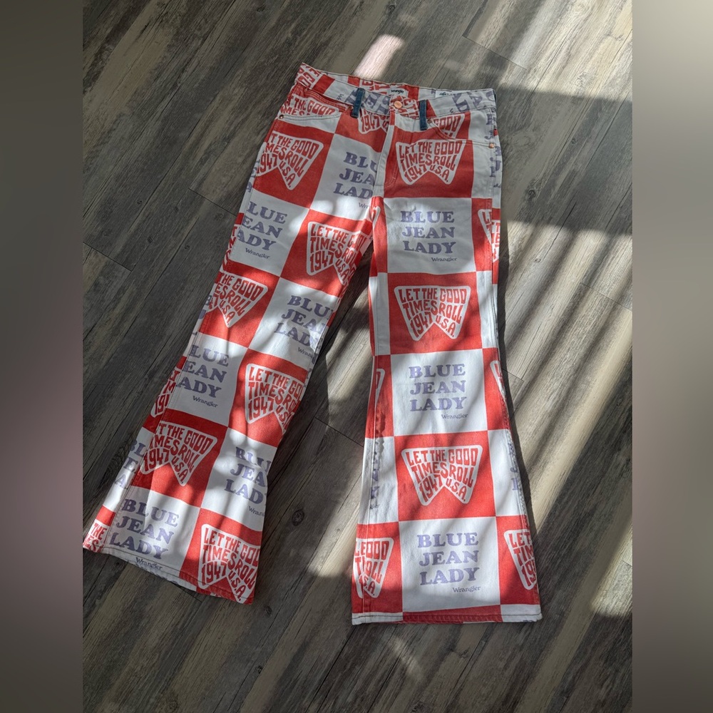 Wrangler Red and White Graphic Print Jeans